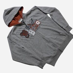 Mens Y2K Billabong Grunge Skater Surf Spellout Streetwear Gray Zip-up Hoodie